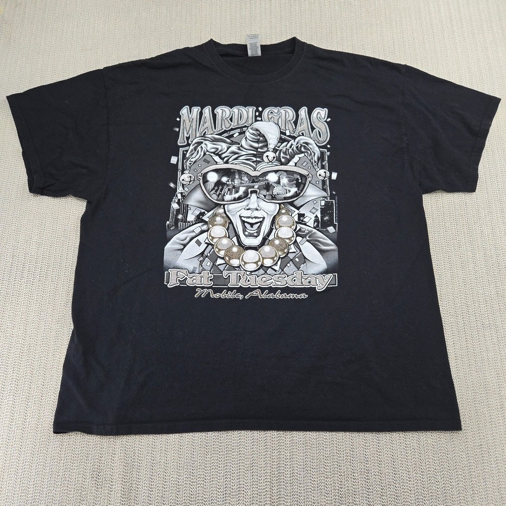 Mardi Gras Shirt Men 2XL XXL Black The Original Mobile Alabama Fat Tuesday
